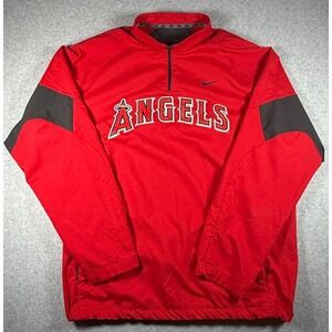Nike MLB Los Angeles Angels Pullover Jacket XXL Red Quarter Zip Kangaroo Pocket